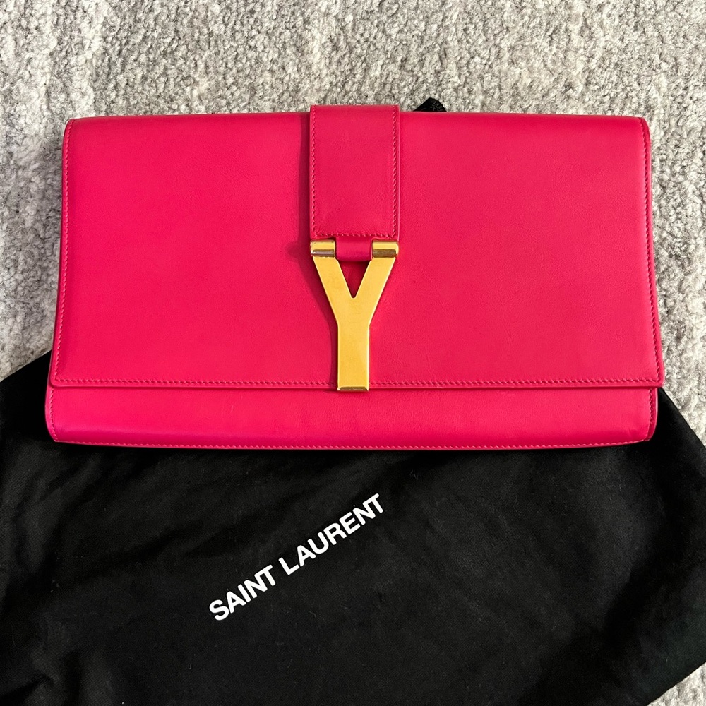 YVES Saint Laurent YSL Y Logo Clutch